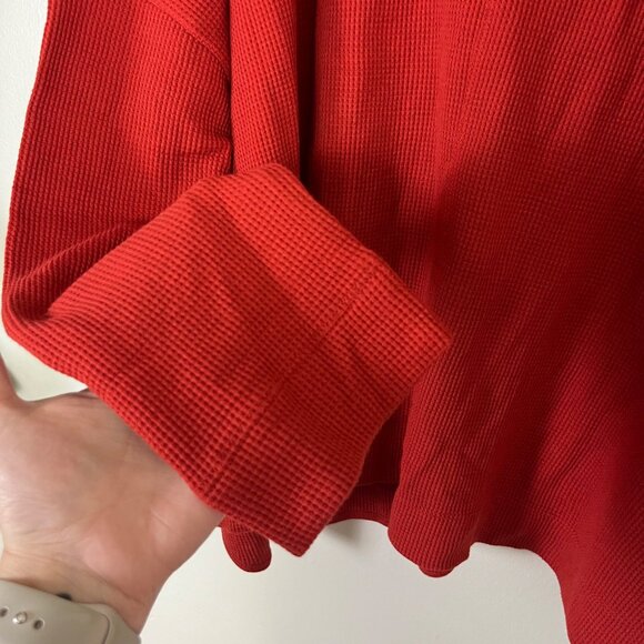By Anthropologie Nori Waffle Knit Pullover Thermal Henley Sweater Rust NWT Sz L - Picture 6 of 9